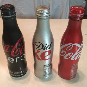 Coca-Cola Aluminum Bottles Cans 8.5 oz 7.5" Tall Coca-Cola Diet Coke Coke Zero